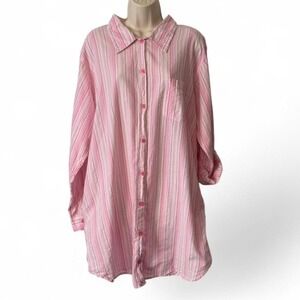 Enchanted Pink Striped Button Down Sleep‎ Shirt